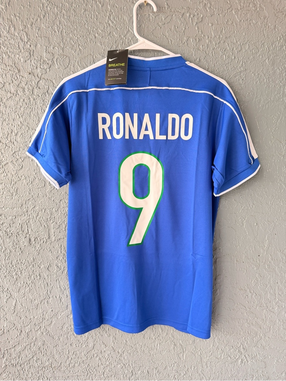 Brazil Ronaldo Soccer Jersey Retro Blue 1998